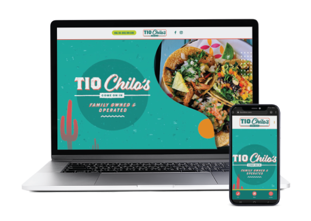 Tio Chilo's website displayed on a laptop screen and mobile phone screen