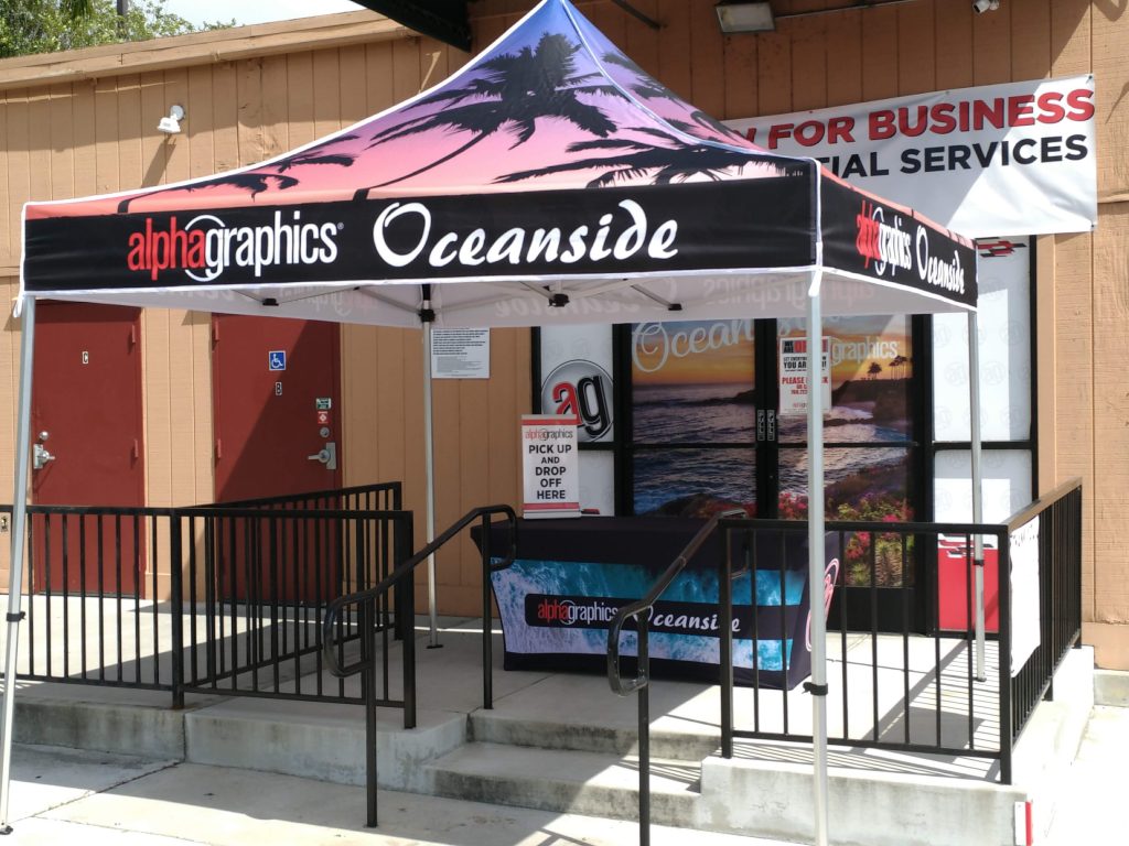 AlphaGraphics Oceanside tent 