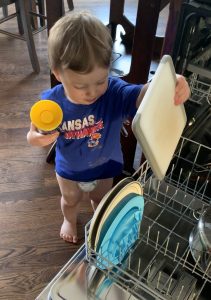 Toddler Helping with Dish Washer
