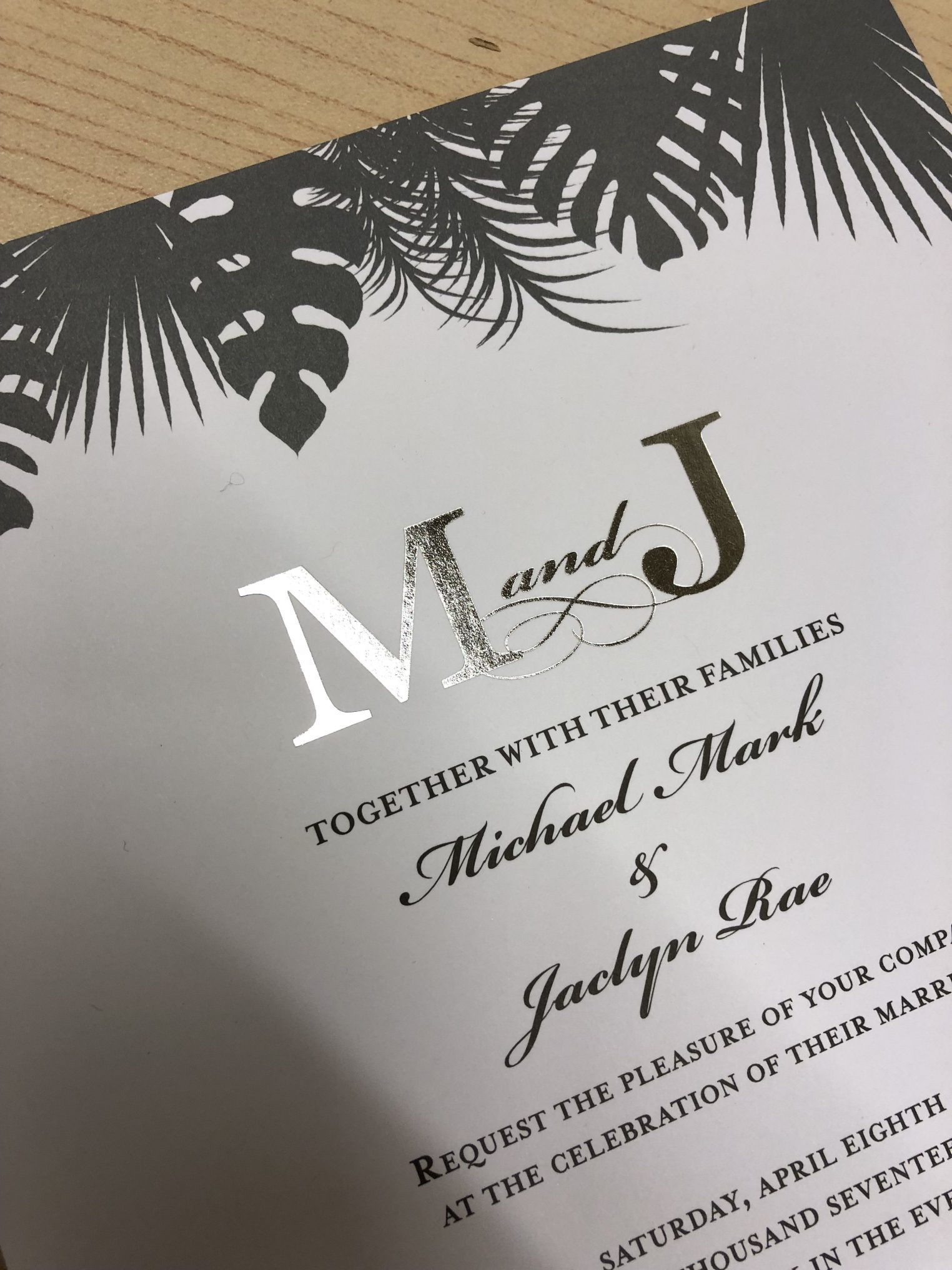 Silver Foil Wedding Invitation Sample