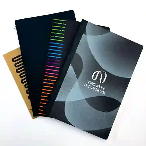 An image of various books and notebooks.
