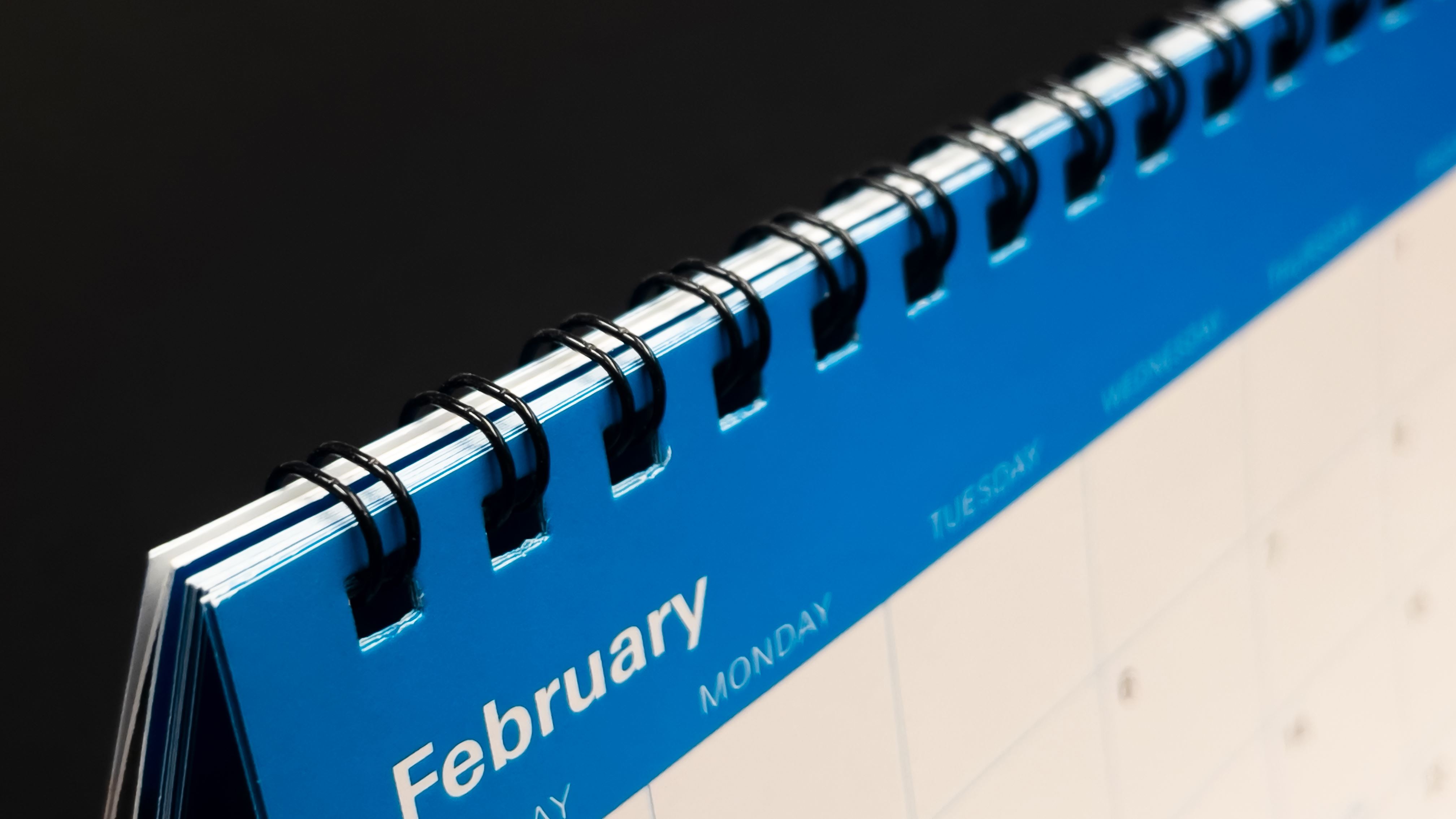 A photo of a calendar with coil binding