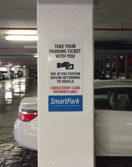 Sign on a pillar