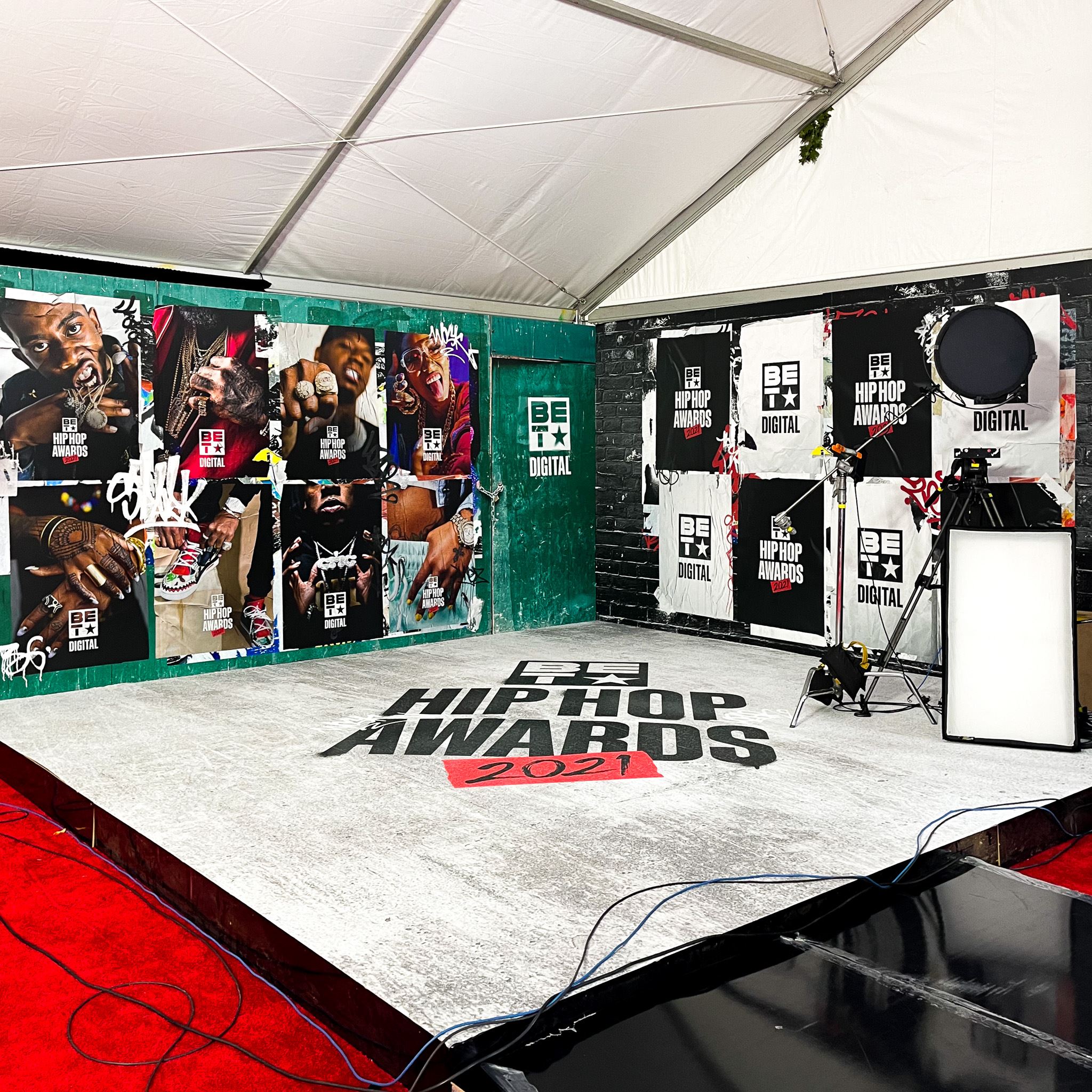 An image of a wall vinyl backdrop for the 2021 BET Hip Hop Awards