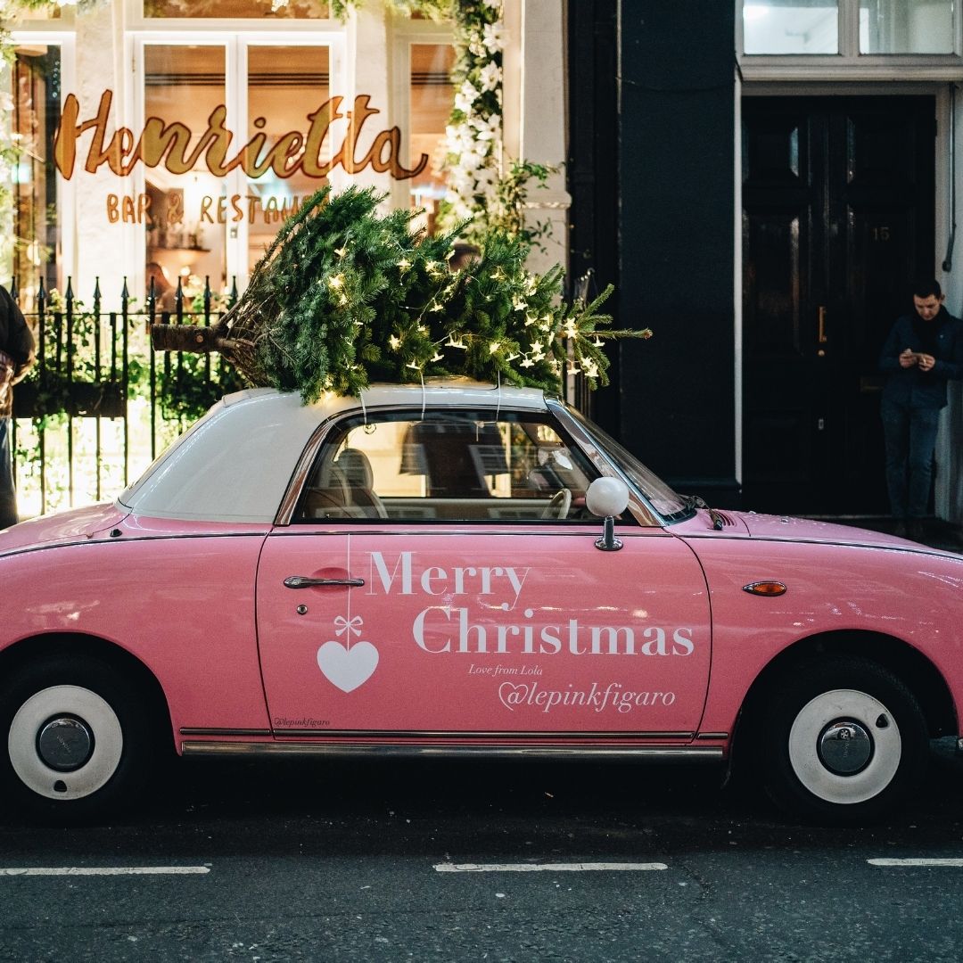 pink car with a wrap