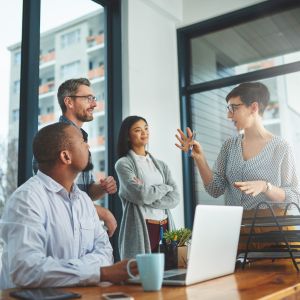 A small business branding meeting