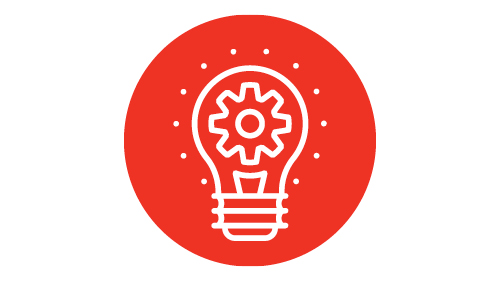 Red Circle with a light bulb