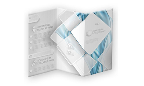 Printed brochure laid out on white background