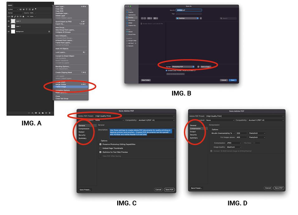 Screenshots for PhotoShop options