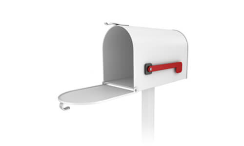 White mailbox which is open and empty