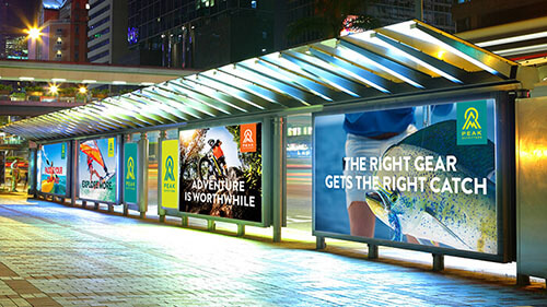 Backlit advertisements at a transit station