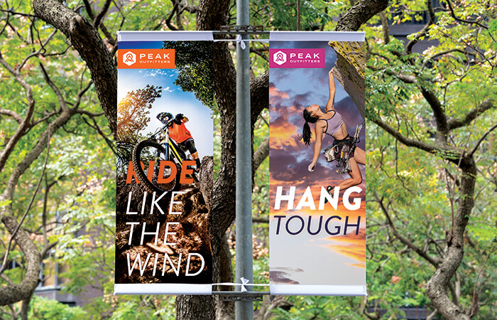 Pole signs on either side of a street post