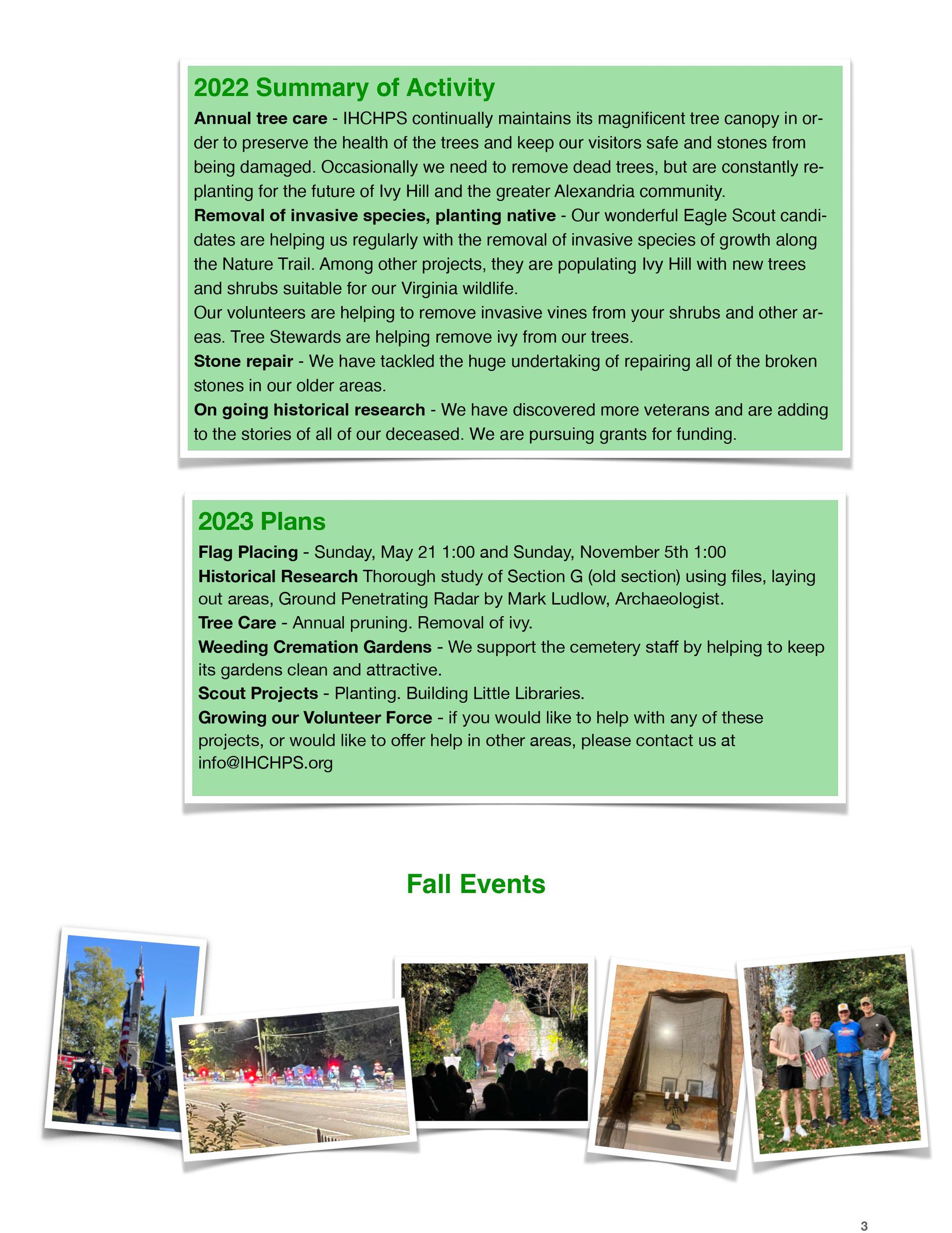 Ivy Hill Historical Preservation Society newsletter
