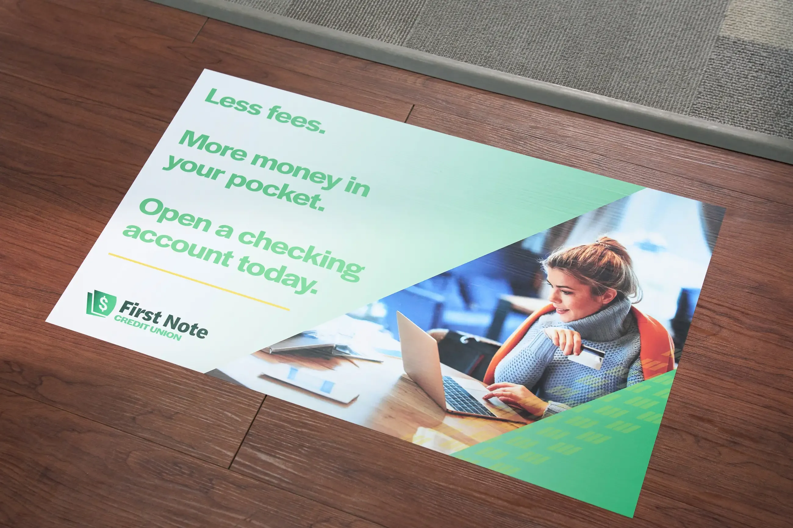 A postcard of a Credit Union