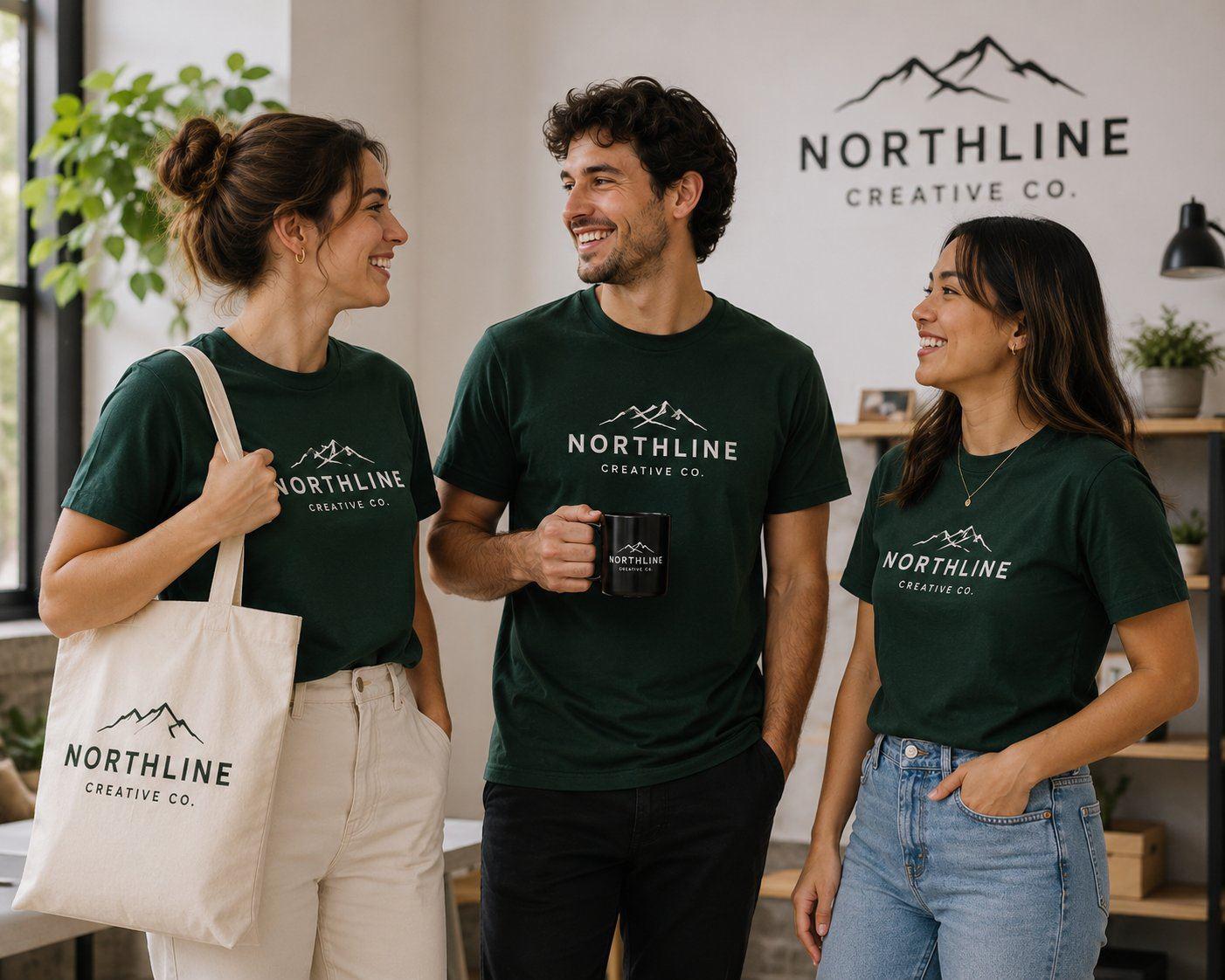 Custom branded shirts and tote bags