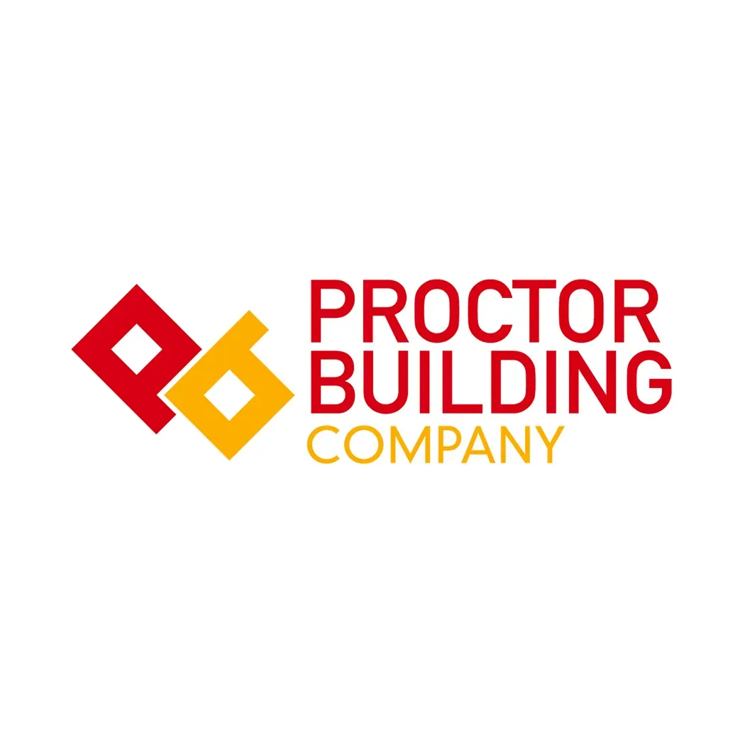Proctor Building Company logo with red and yellow interlocking diamond shapes