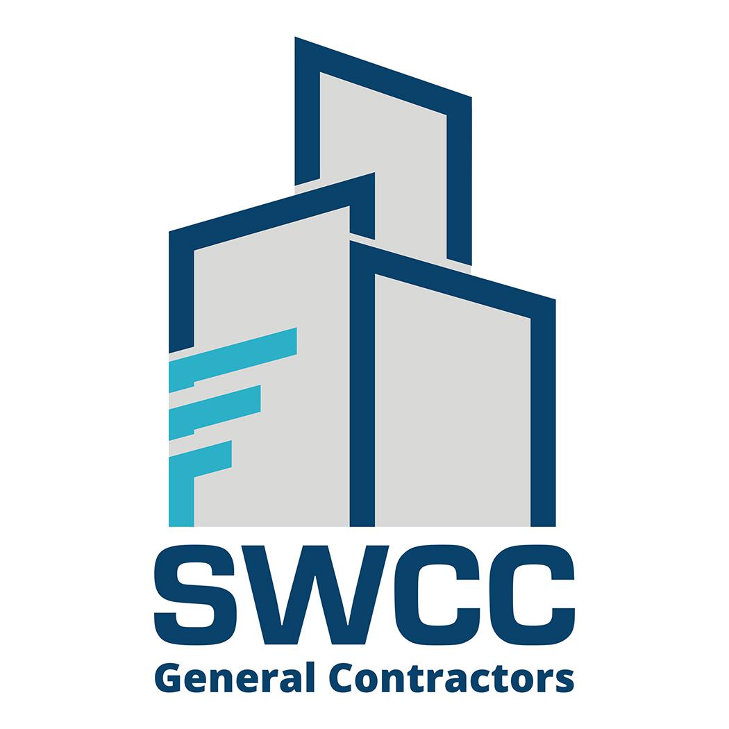 SWCC General Contractors logo with a blue and gray building skyline