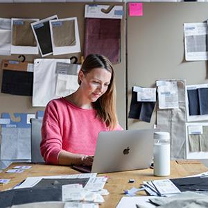 A small business owner at her desk