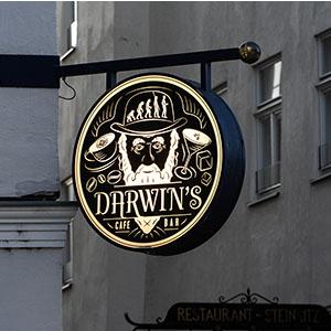 A black and white exterior business sign