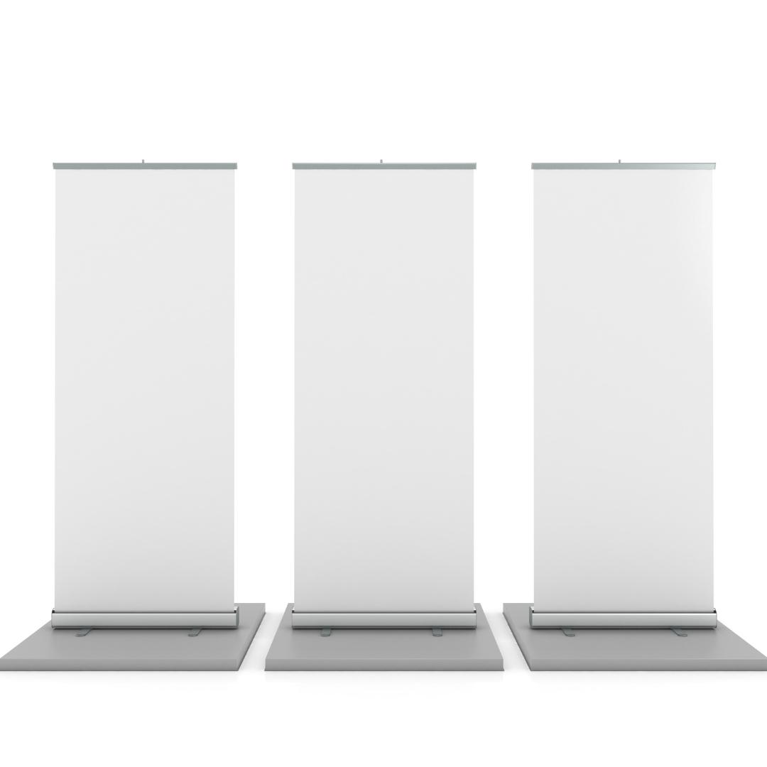 three blank examples of retractable banners