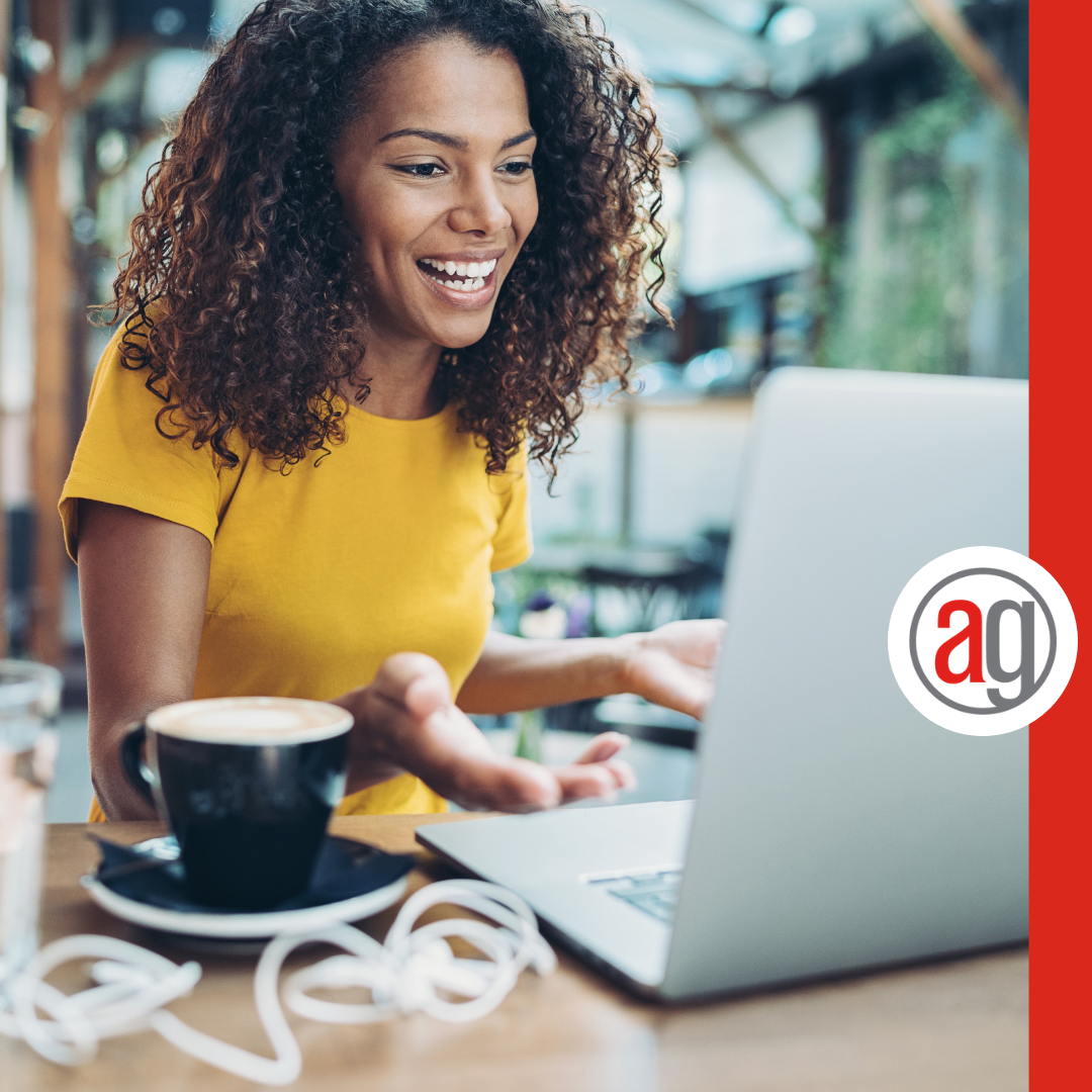 woman looking at computer