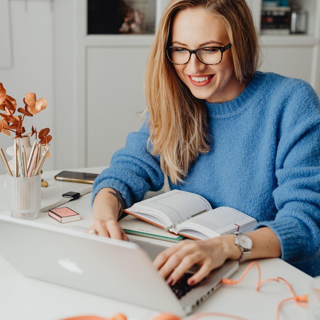 A woman on her laptop
