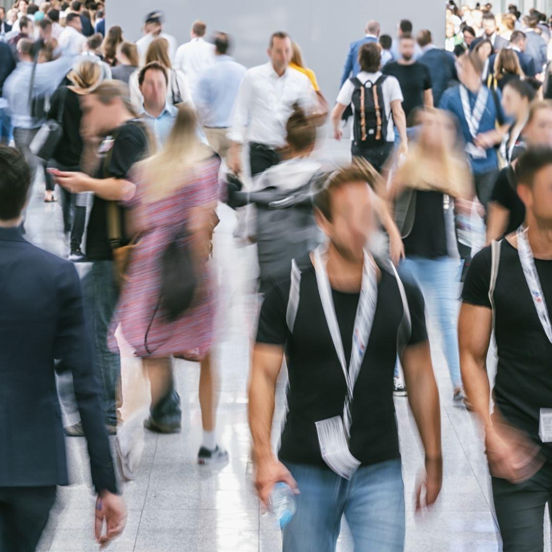 potential customers at a tradeshow event