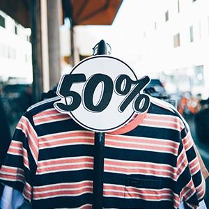 Styled 50% off sale sign