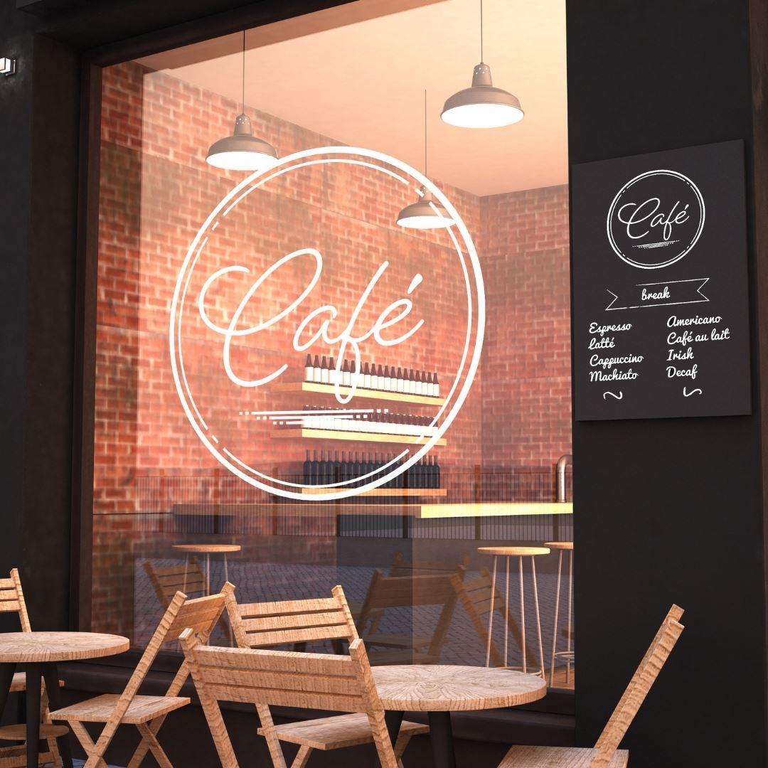 store signage on a cafe