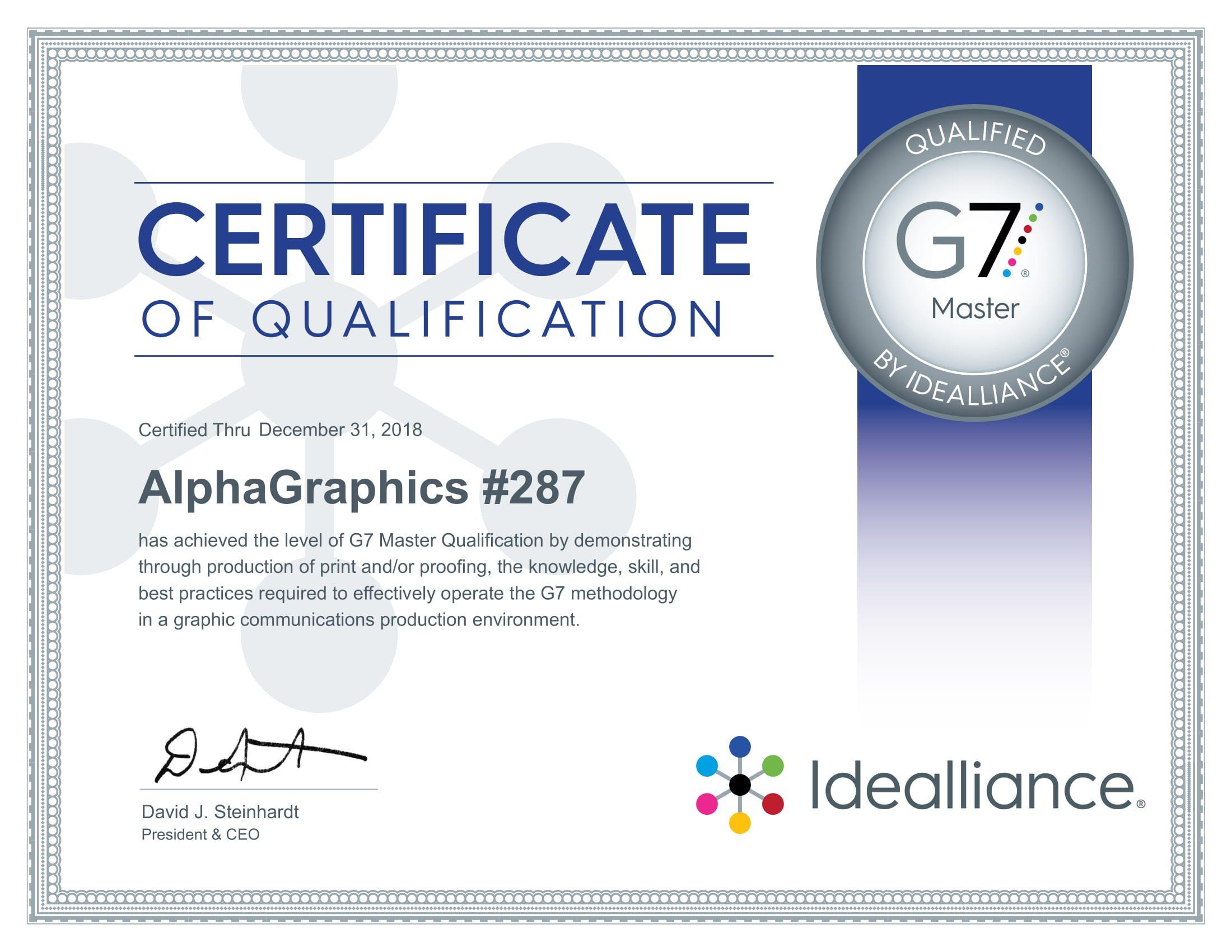 AlphaGraphics Charlotte Receives G7 Master Qualification