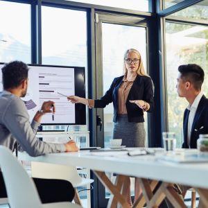 A business meeting about finances