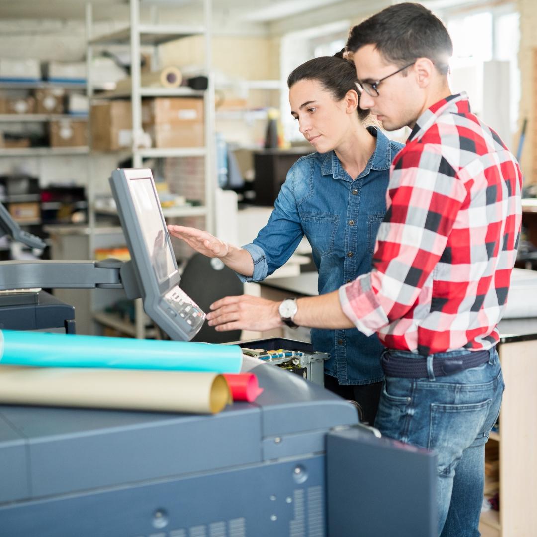 Printers working on a project