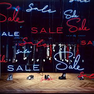 Sale signs at store