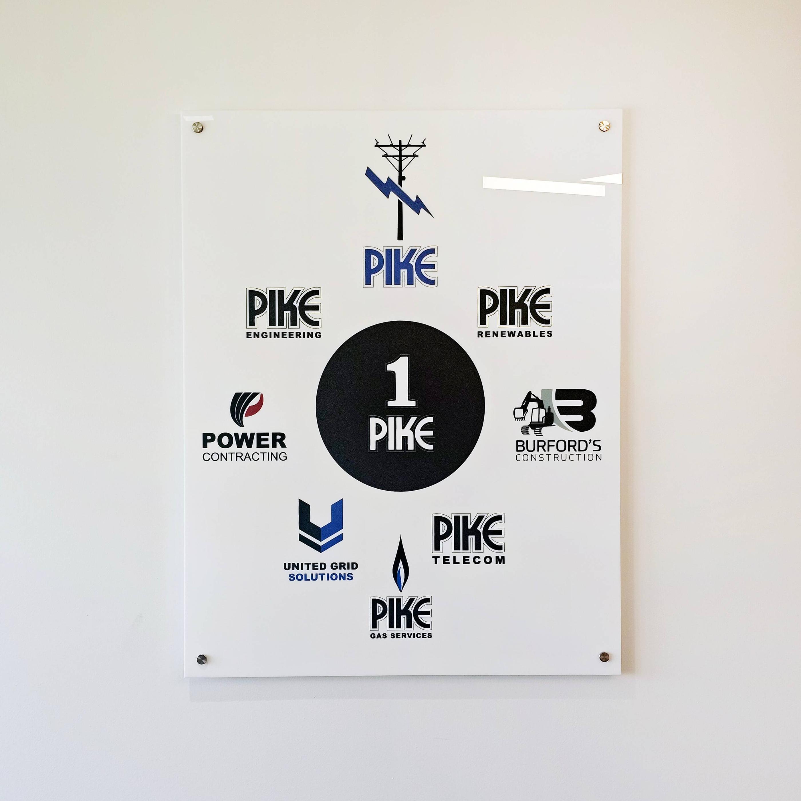 Standoff Sign with Clear Vinyl Logos for United Grid Solutions