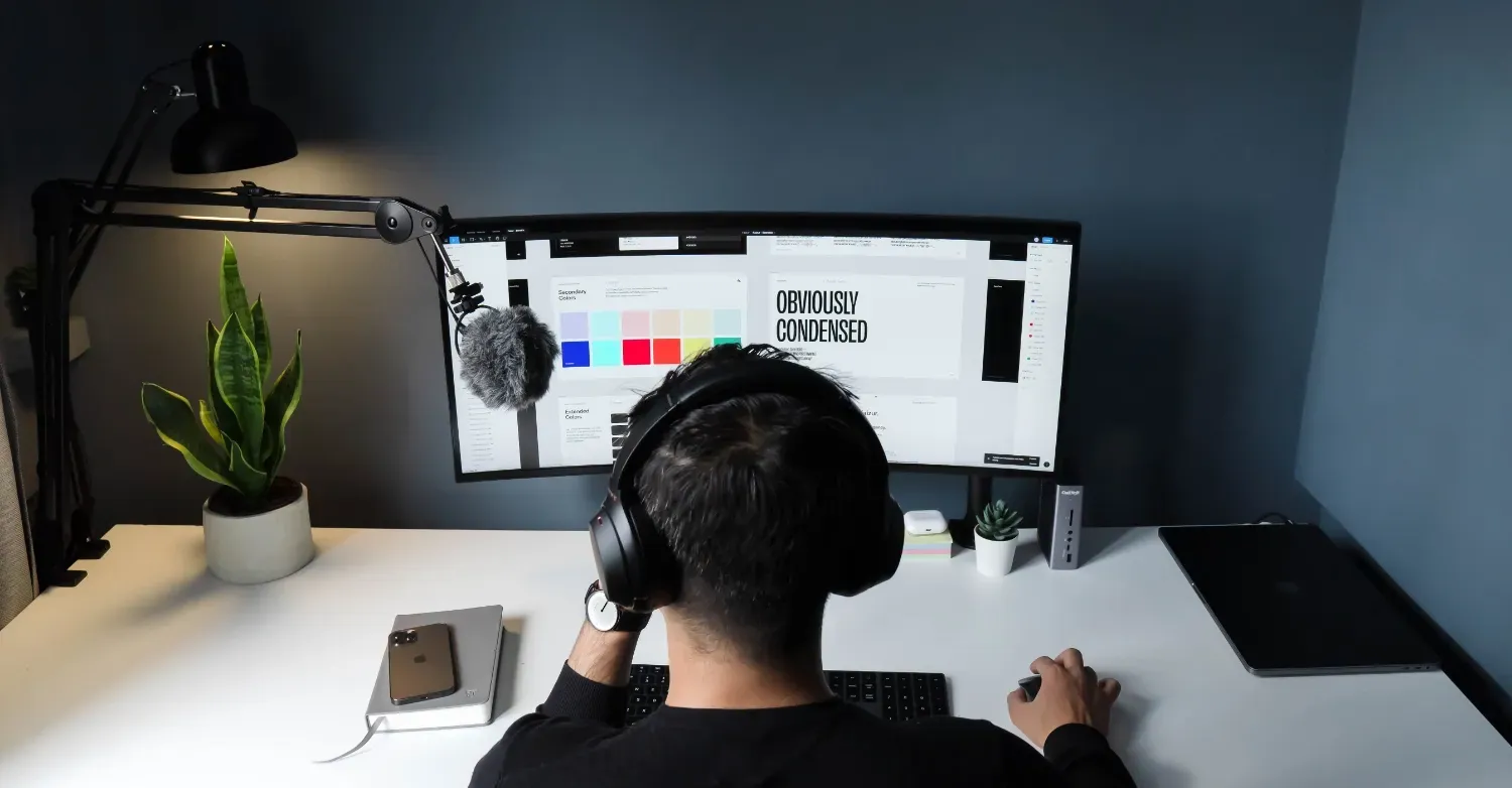 A designer sitting at their desk.