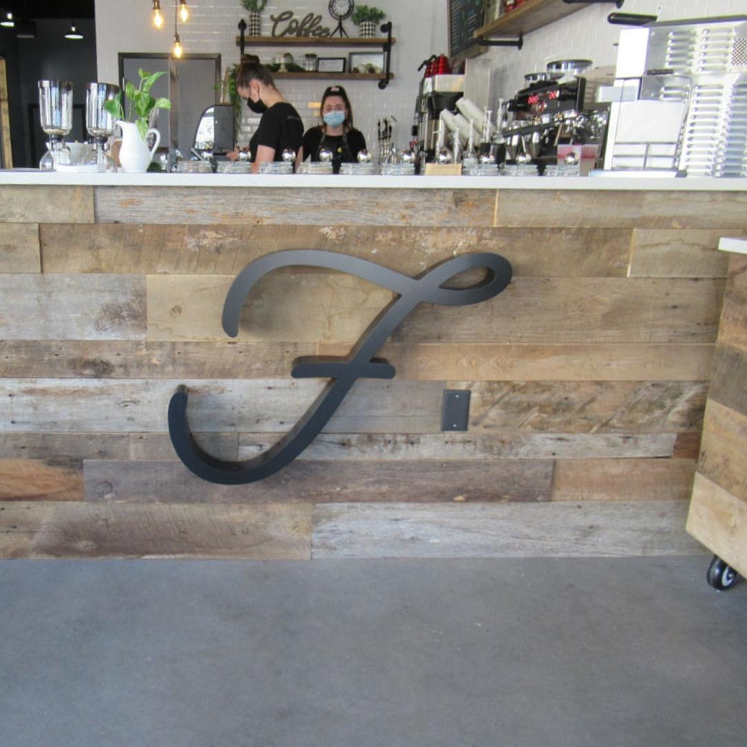 image of a client's front counter and signage