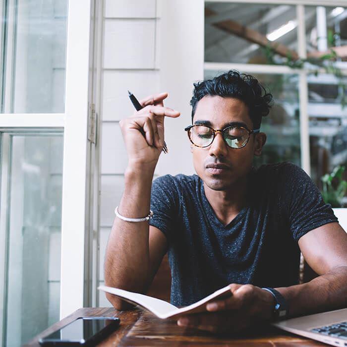 Author writing a book