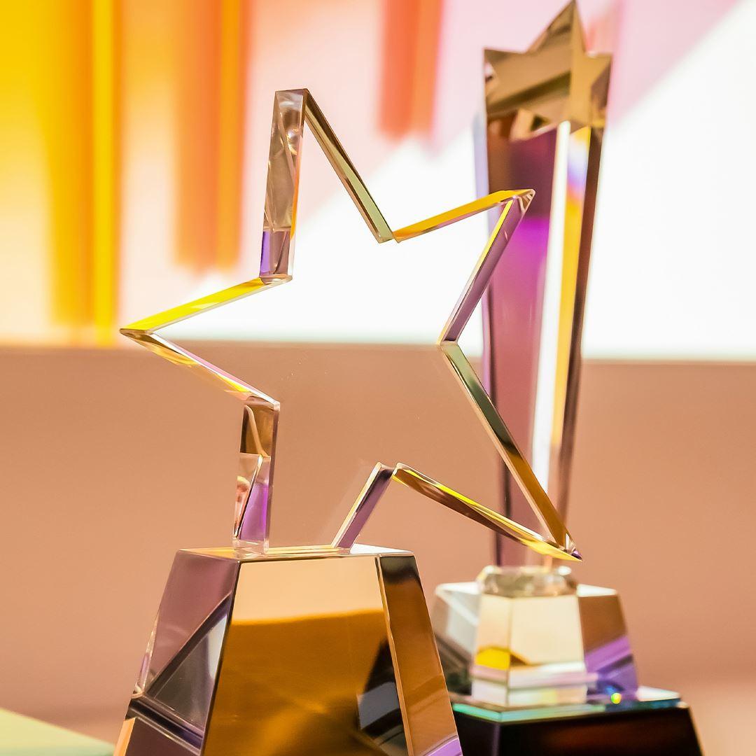 a glass star trophy