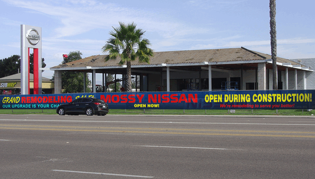 Mossy Nissan mesh fence banners
