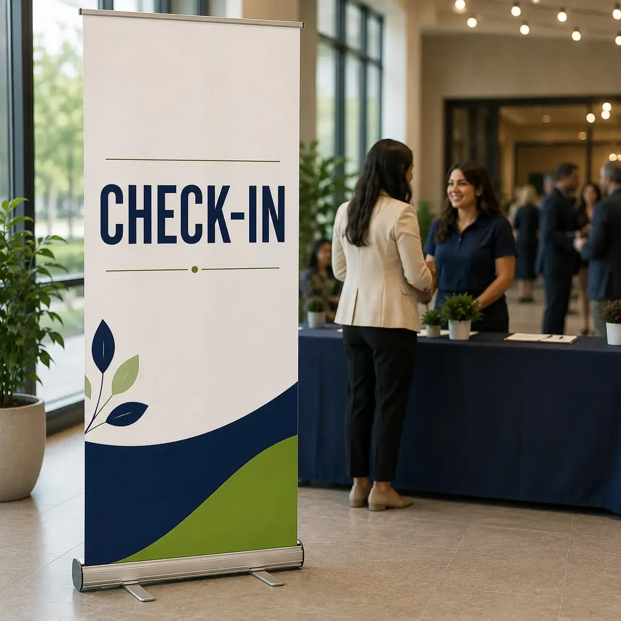 Check-in banner sign