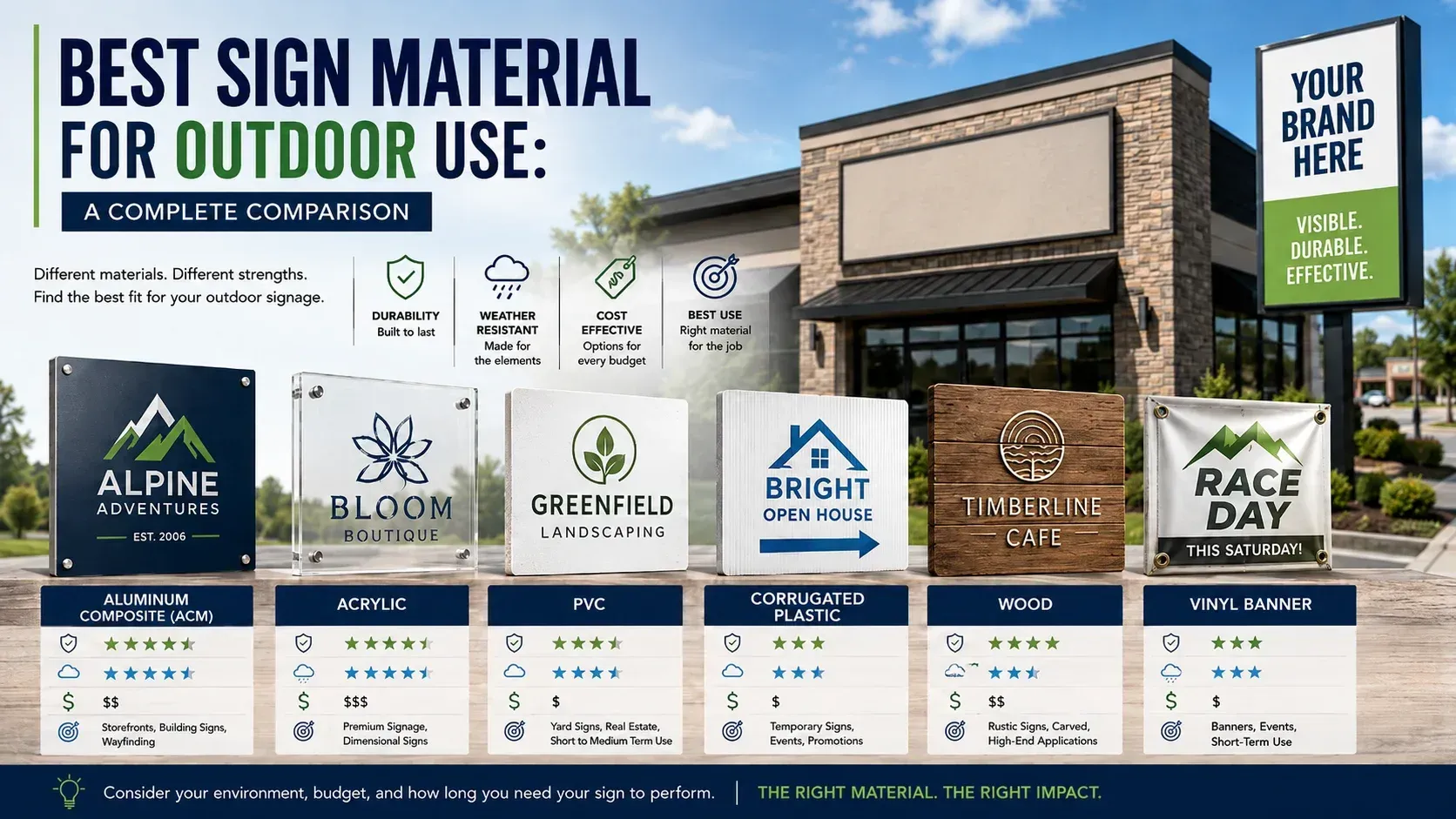Best Sign Material for Outdoor Use: A Complete Comparison