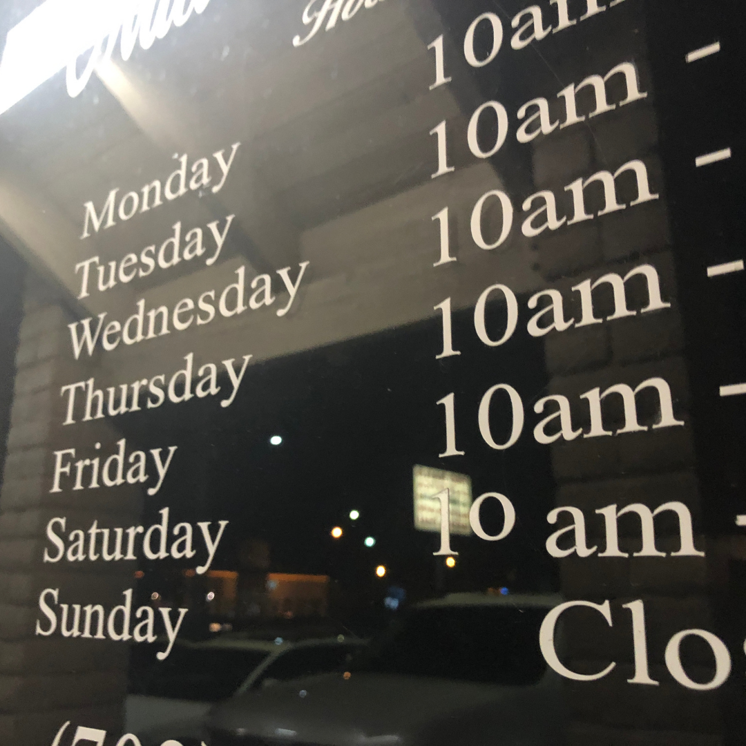 business hours on window