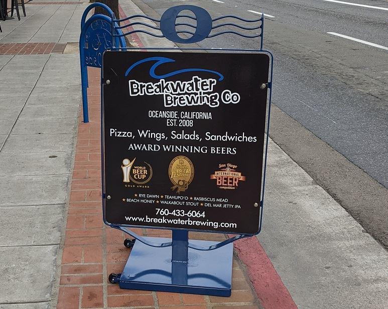 Blue Pedestal Sign - Breakwater