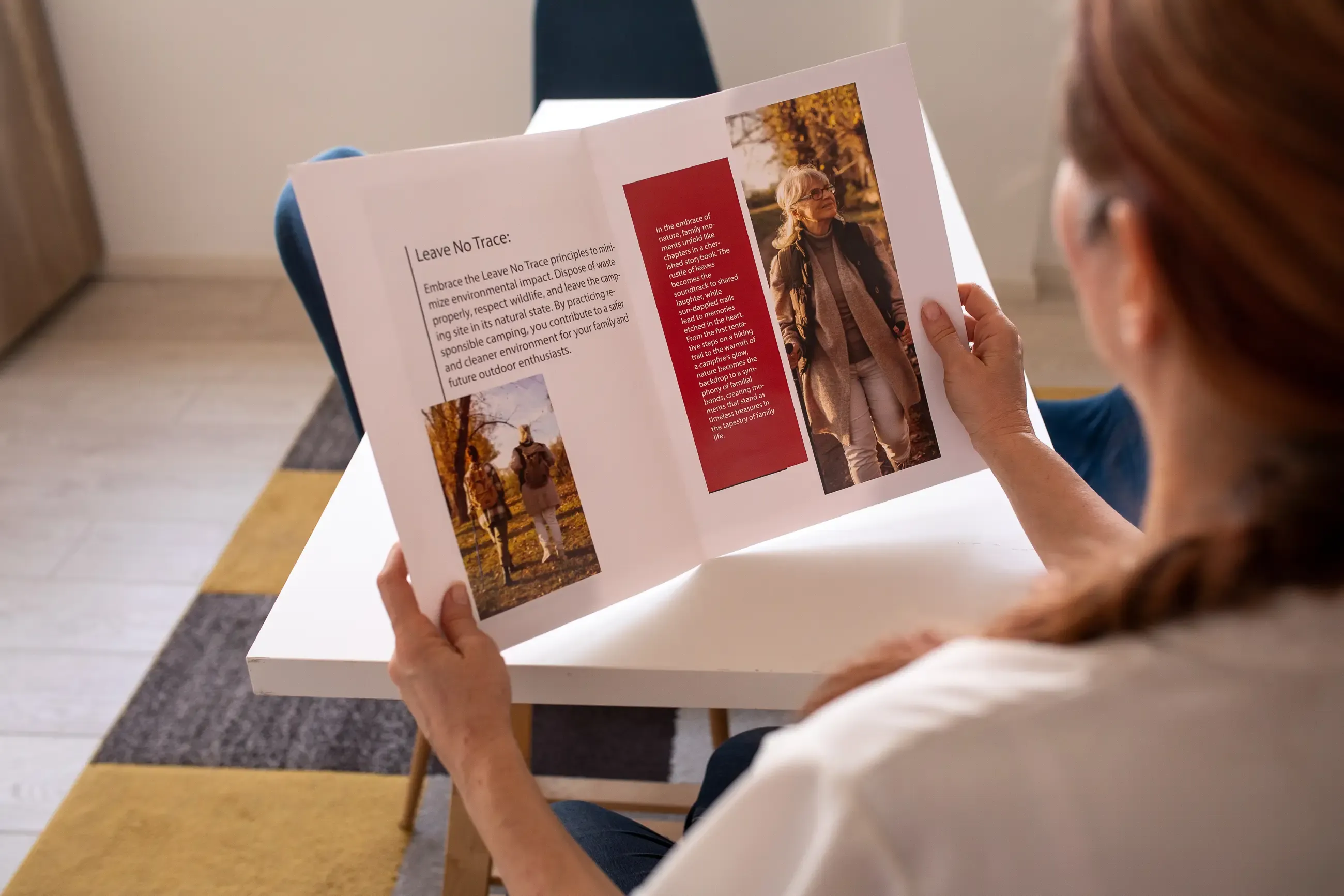 A woman sitting and reading a book