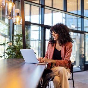 A businesswoman at her computer