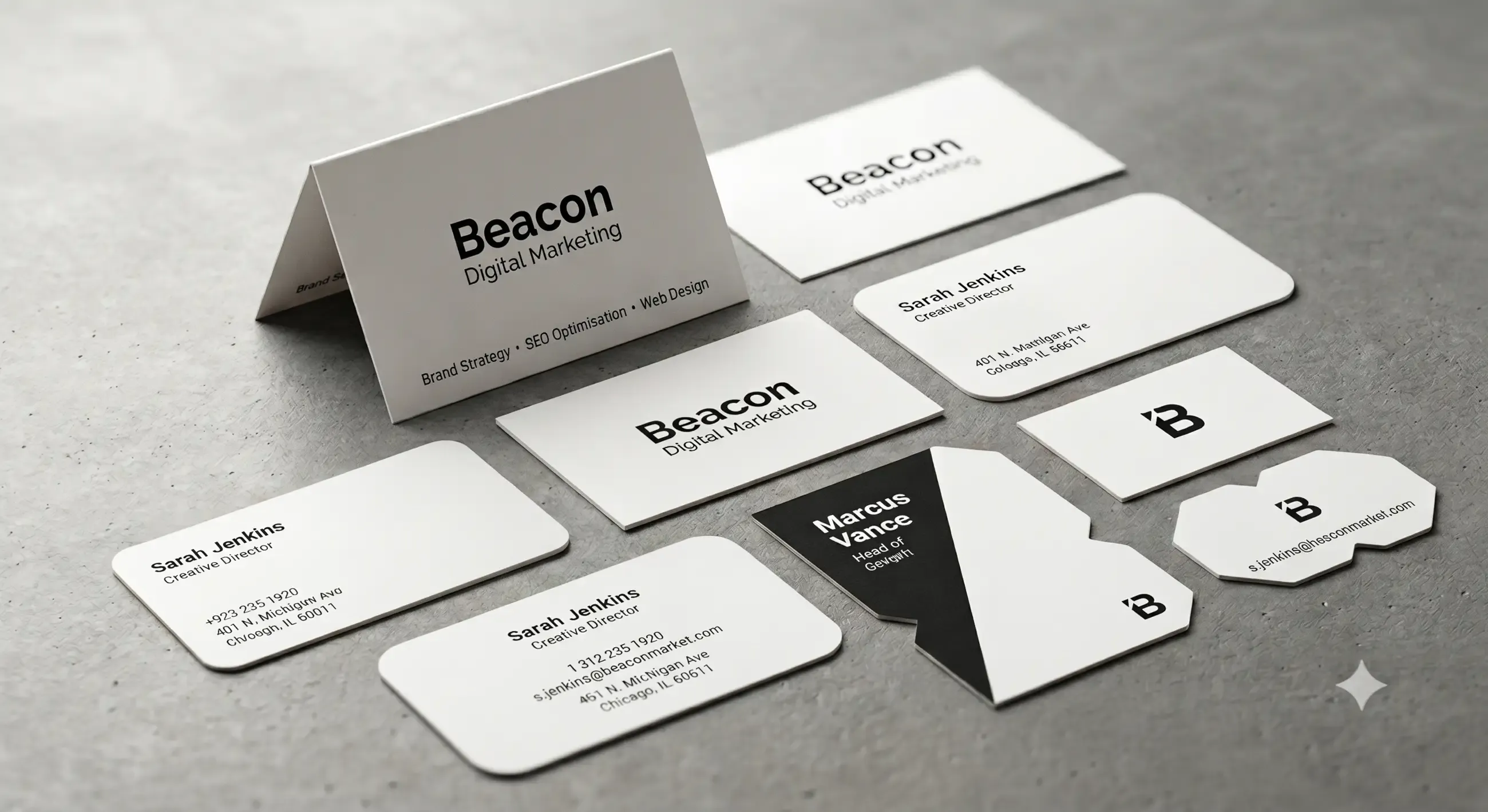Business cards of various styles