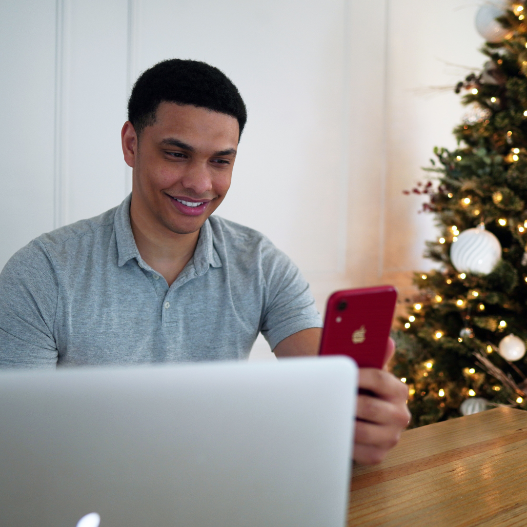 Guy looking at phone
