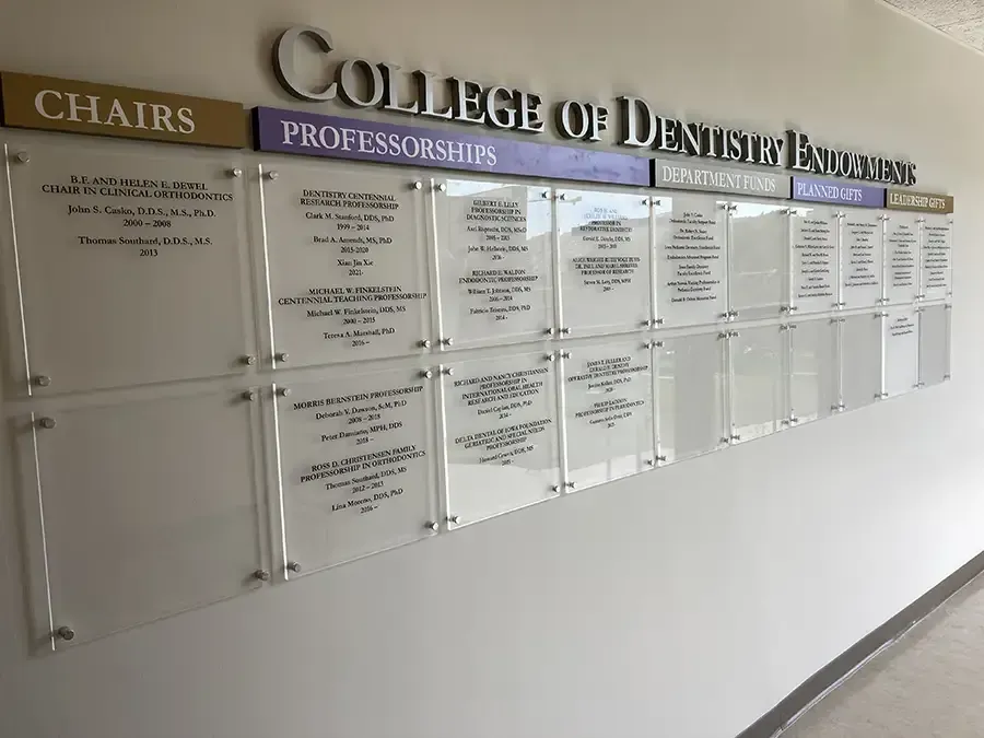 Custom acrylic sign at AlphaGraphics North Liberty