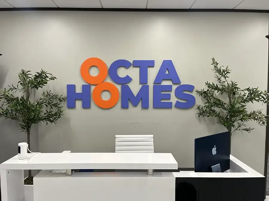 Custom lobby sign at AlphaGraphics Houston Galleria