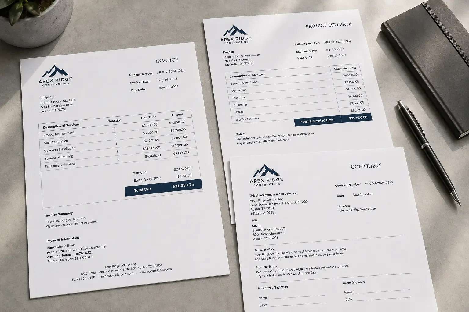 Form for a transaction